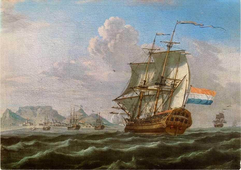 Gemälde von 1762 mit dem Tafelberg im Hintergrund