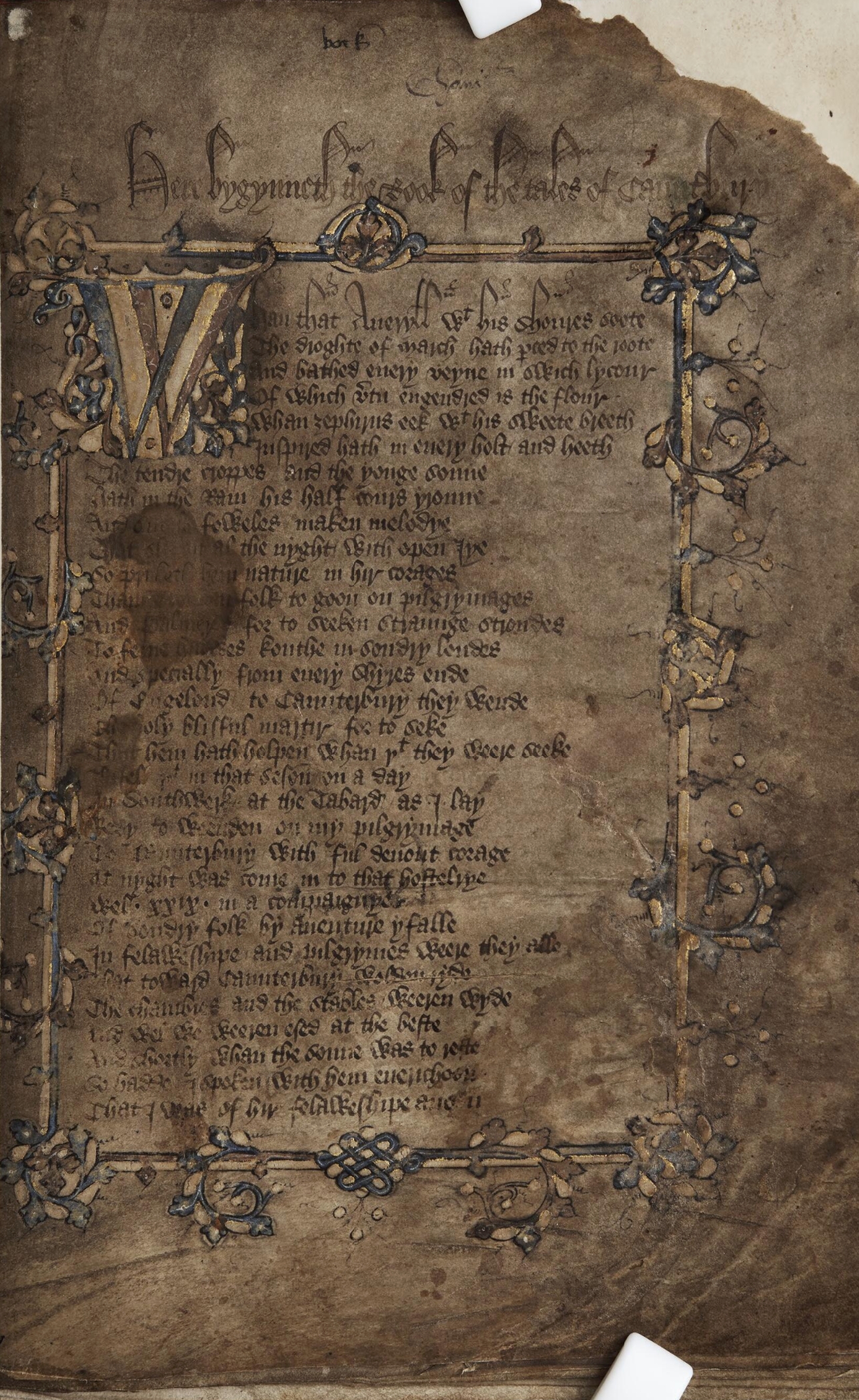 Erste Seite des Hengwrt-Manuskripts der Canterbury Tales