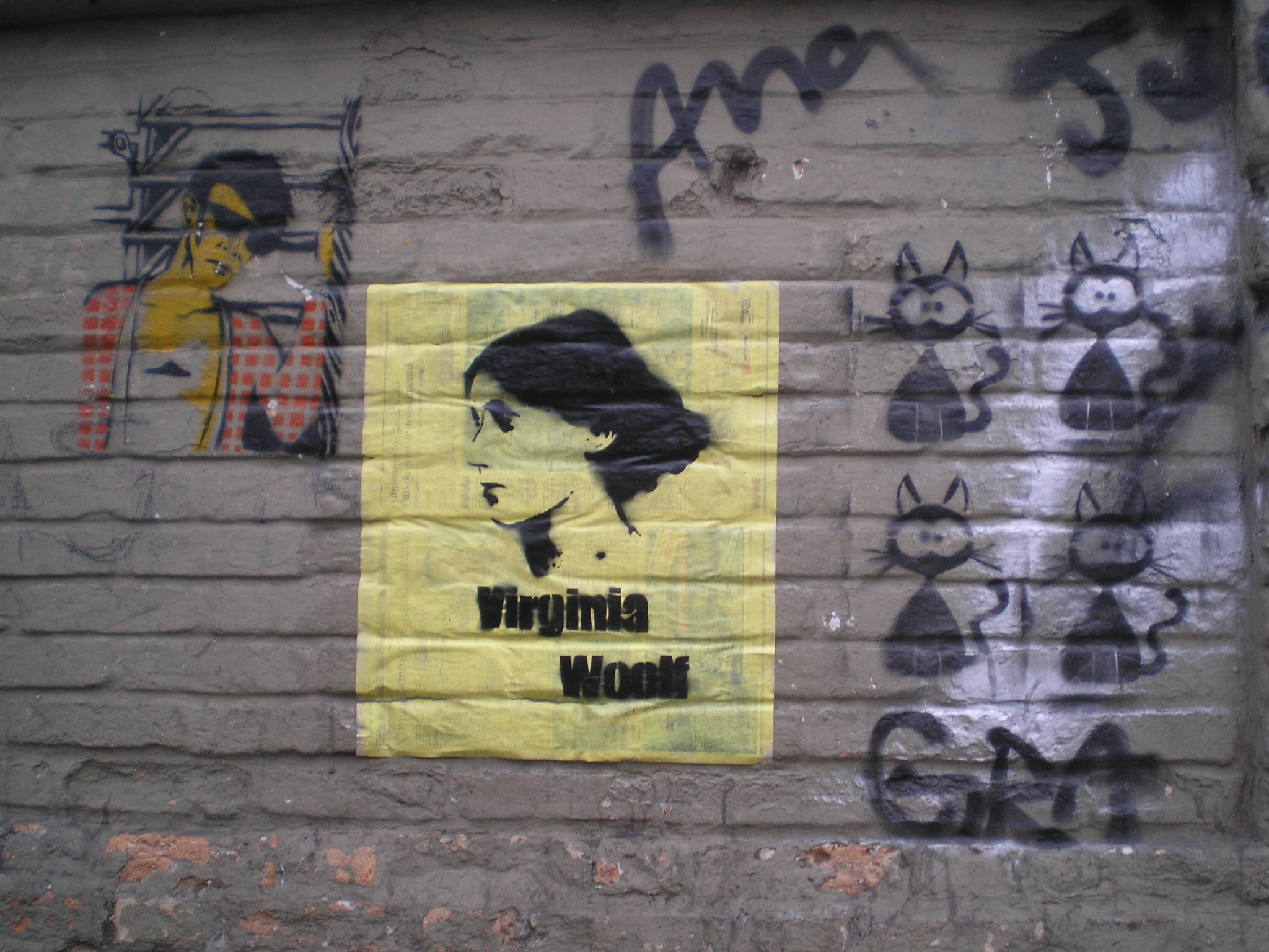 Gesicht der Autorin Virgina Woolf als Stencil in São Paulo, Brasilien