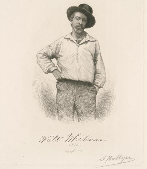 Walt Whitman portrait engraved by Samuel Hollyer, frontispiece to first edition of Leaves of Grass, 1855