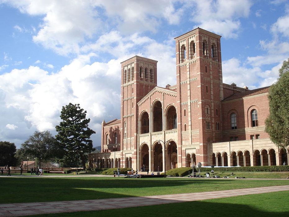 Royce Hall, UCLA's landmark building, stands in the midst of a glorious post-rain sky