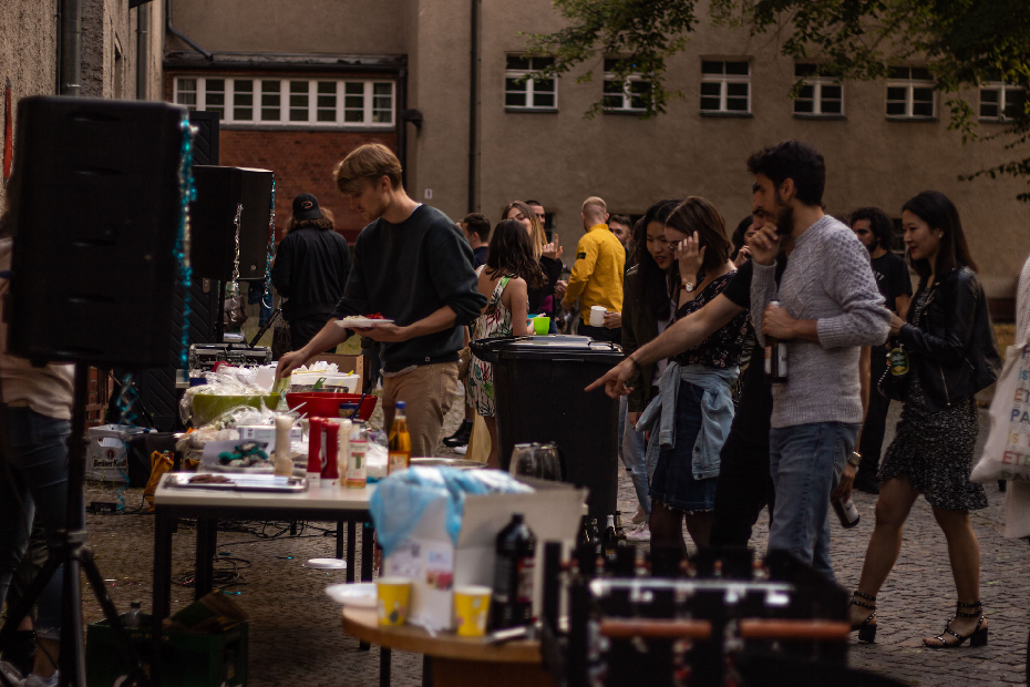 Food and drinks are prepared and served by student helpers