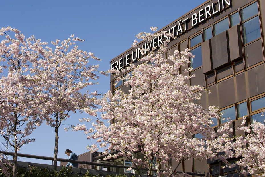 Kirschblüte vor der "Rostlaube" der Freien Universität