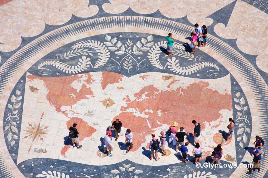 Views From The Sea Discoveries Monument - Wind Rose World Map in Lisbon, Portugal