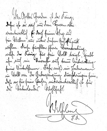 Handschrift Wilhelm II.