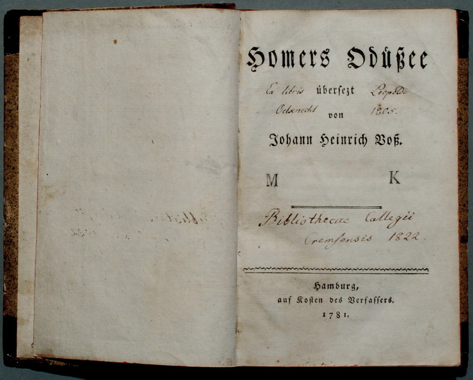 Titelblatt des Erstdrucks der berühmten Übersetzung der "Odyssee" von Johann Heinrich Voß 1781