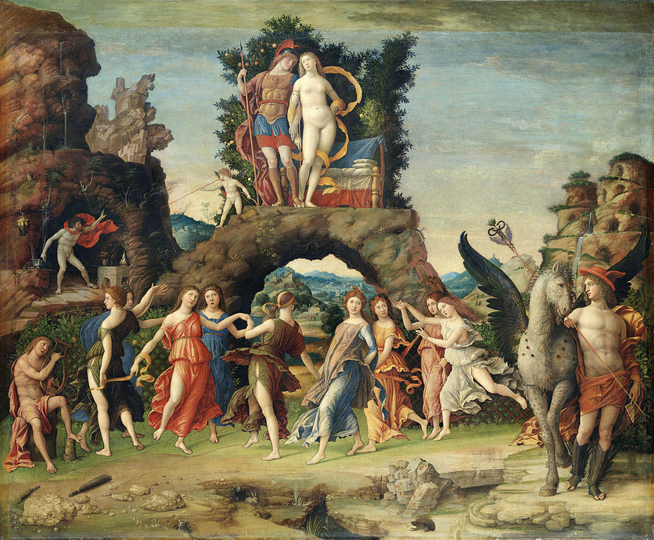 Das Gemälde „Parnassus“ des italienischen Renaissance-Malers Andrea Mantegna (1431–1506) aus dem Jahre 1497, das im Pariser Louvre besichtigt werden kann