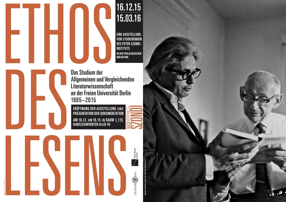 Ethos des Lesens: Peter Szondi und Gershom Scholem diskutieren eine Schrift von Walter Benjamin
Quelle: Design: Dieter Feseke/umbra+dor, Foto: Marlene Schneyder, 1971