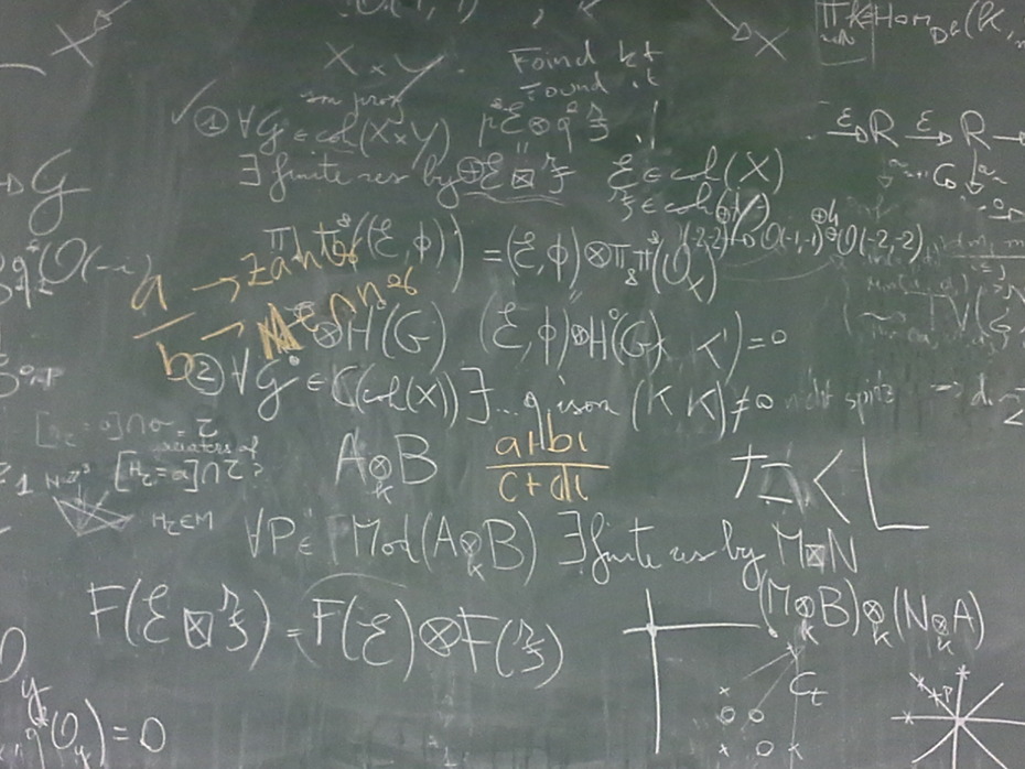 Typisches Tafelbild in einem mathematischen Büro (nicht gestellt!)
Quelle: Institut für Mathematik