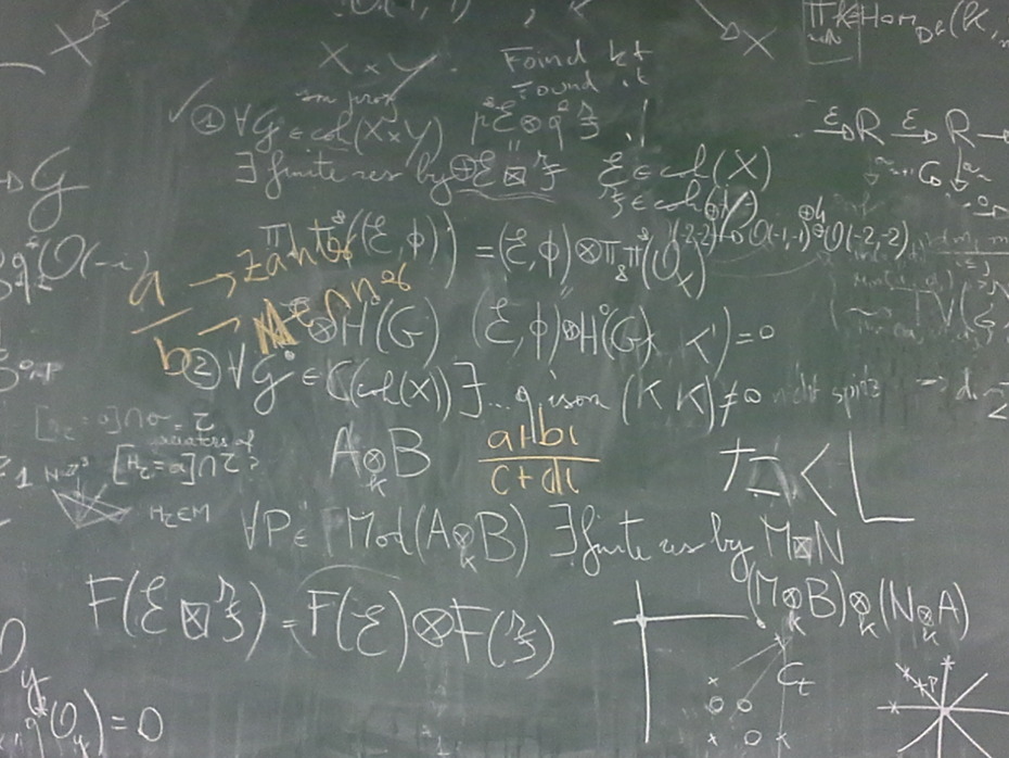 Typisches Tafelbild in einem mathematischen Büro (nicht gestellt!)
Quelle: Institut für Mathematik