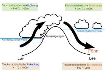 Die Entstehung des Föhns und zugrunde liegende Prozesse
Quelle: M. Schuster