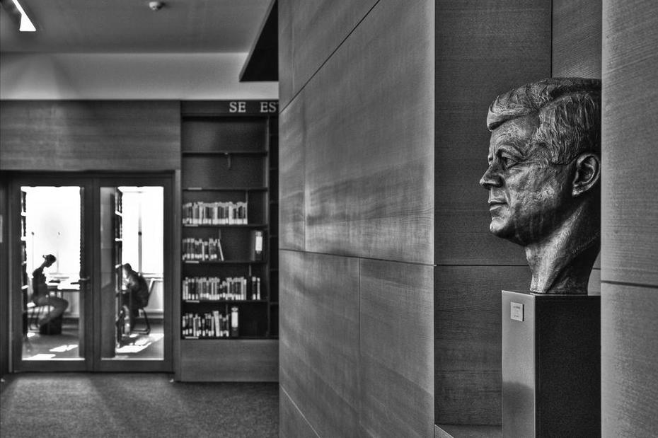 Bust of John F. Kennedy in the library