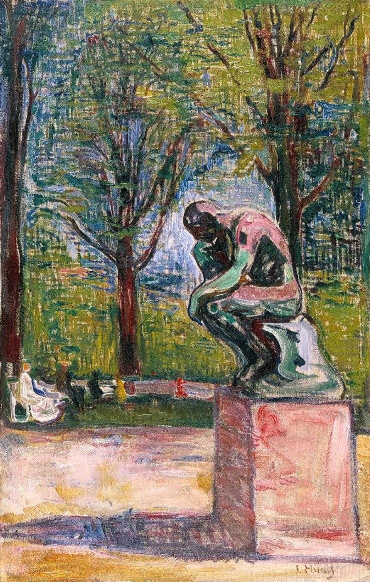 Edvard Munch, Le Penseur de Rodin dans le parc du Docteur Linde à Lübeck (1907)