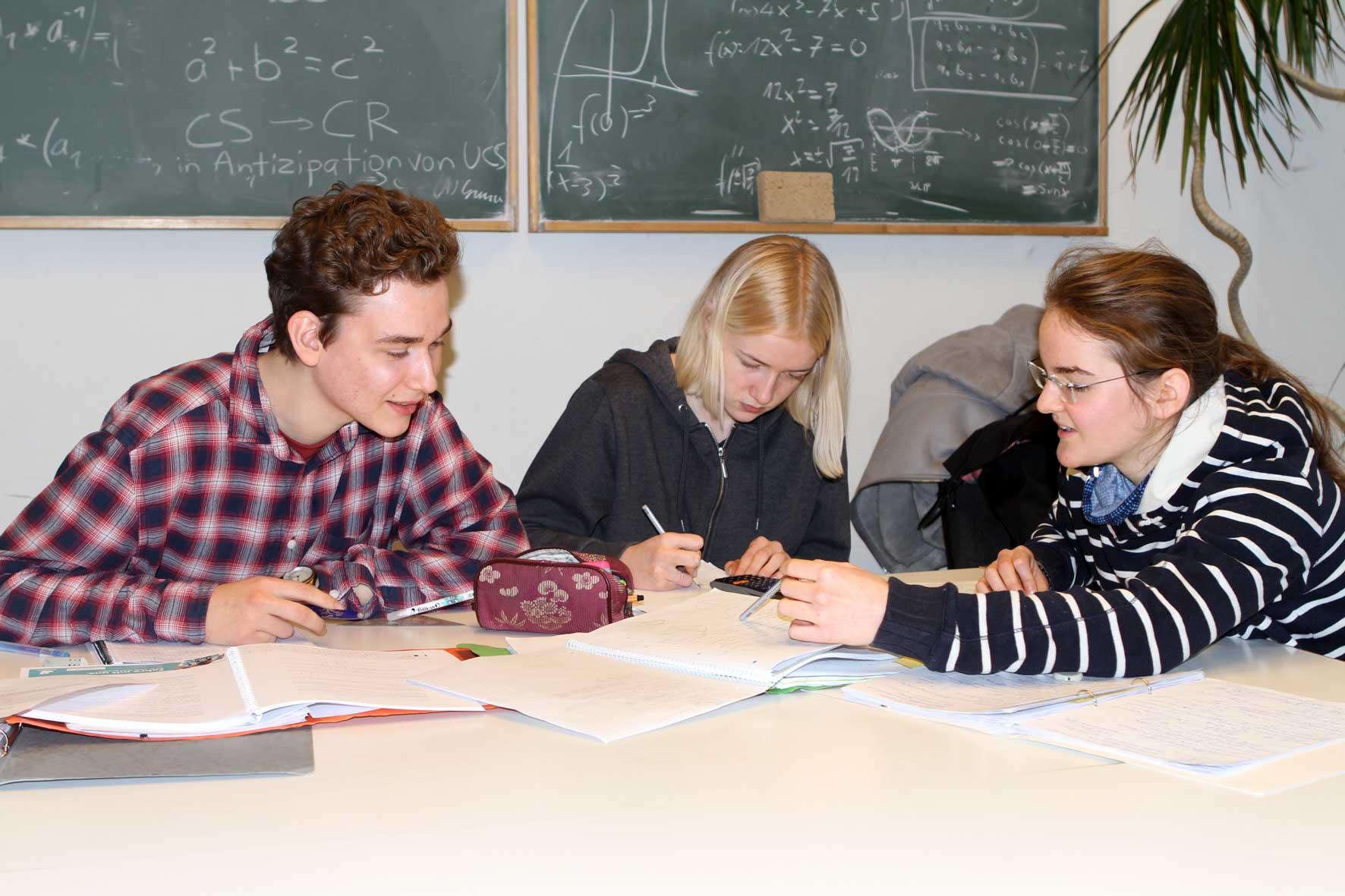 Studierende lösen Mathematikaufgaben in Gruppen
Quelle: Olga Jarugski