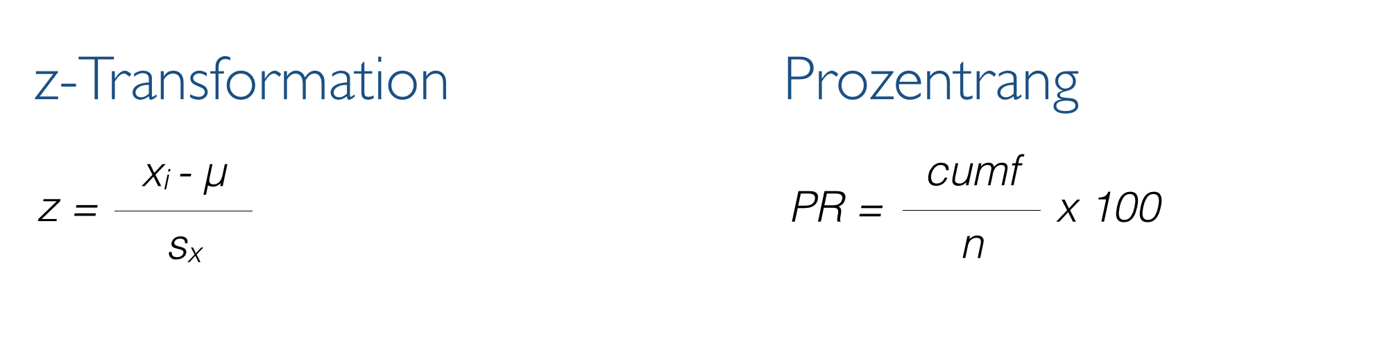 Abbildung 3: Formeln zur Berechnung von z-Werten und Prozenträngen